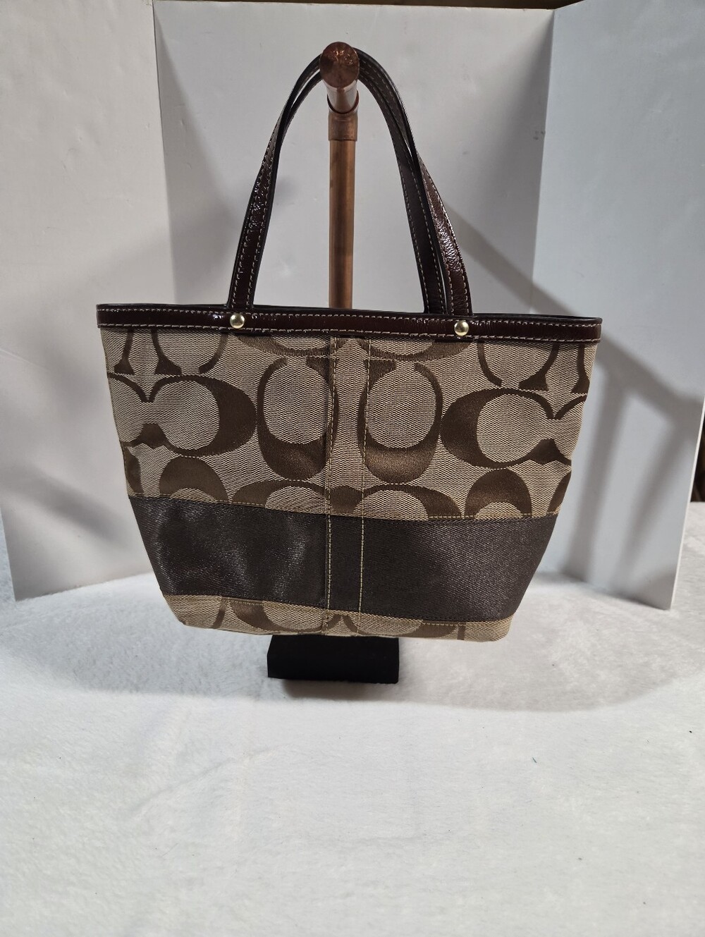 Small Coach Signature Reversible Canvas Tote in Brown